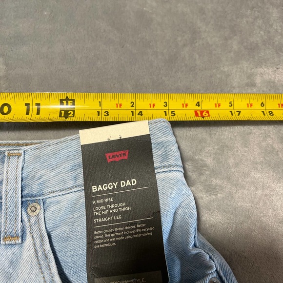 Levi's Premium Denim Baggy Dad Jeans Light Sugar Size 27 X 30 Light Indigo - Picture 9 of 11